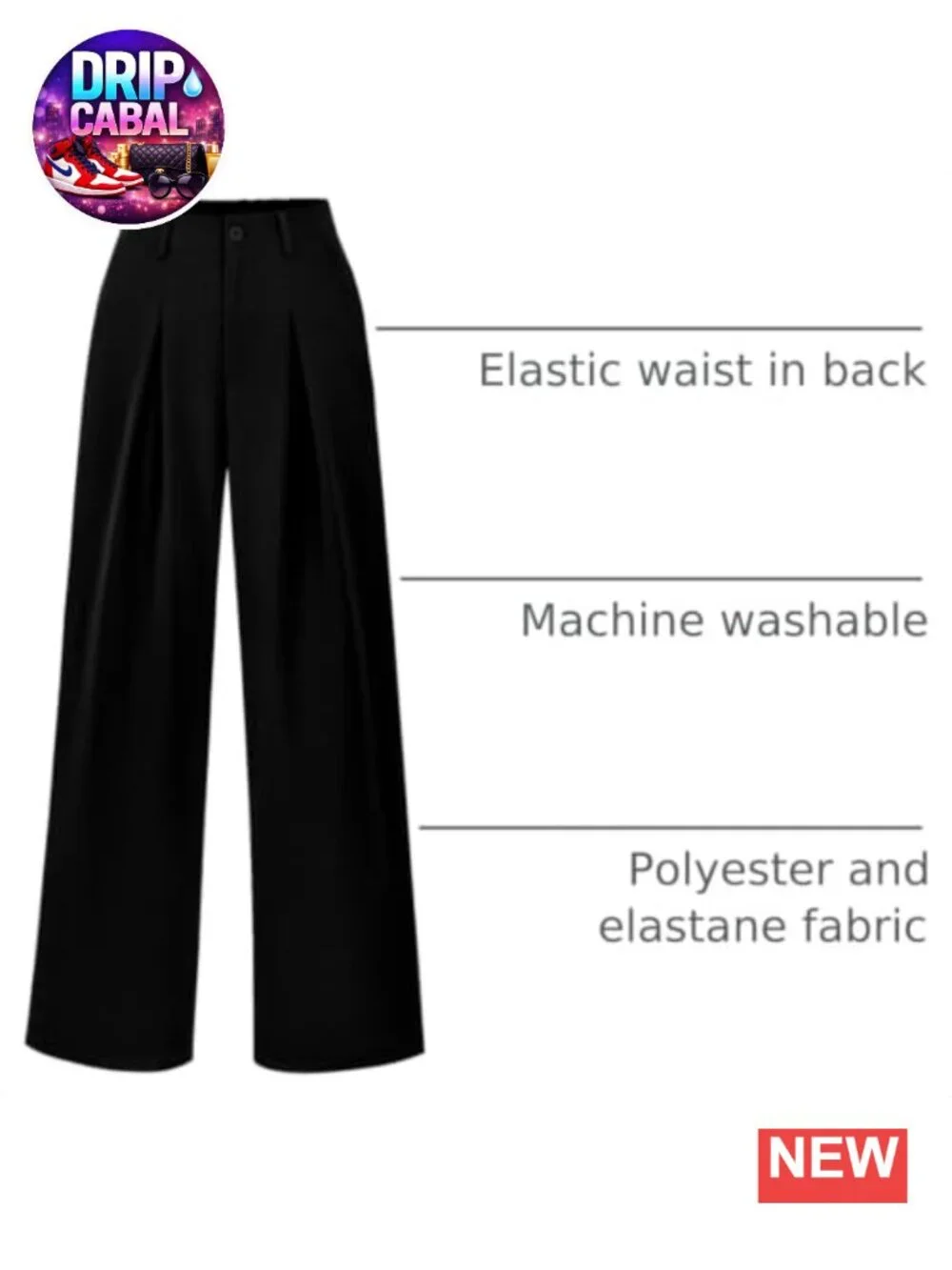 High Waisted Wide Leg Pleated Trousers with Pockets Business Casual